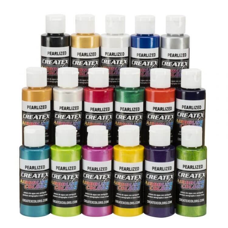 Createx Airbrush Colors Pearl Set – 17 Colors (2 oz) | 5824-02
