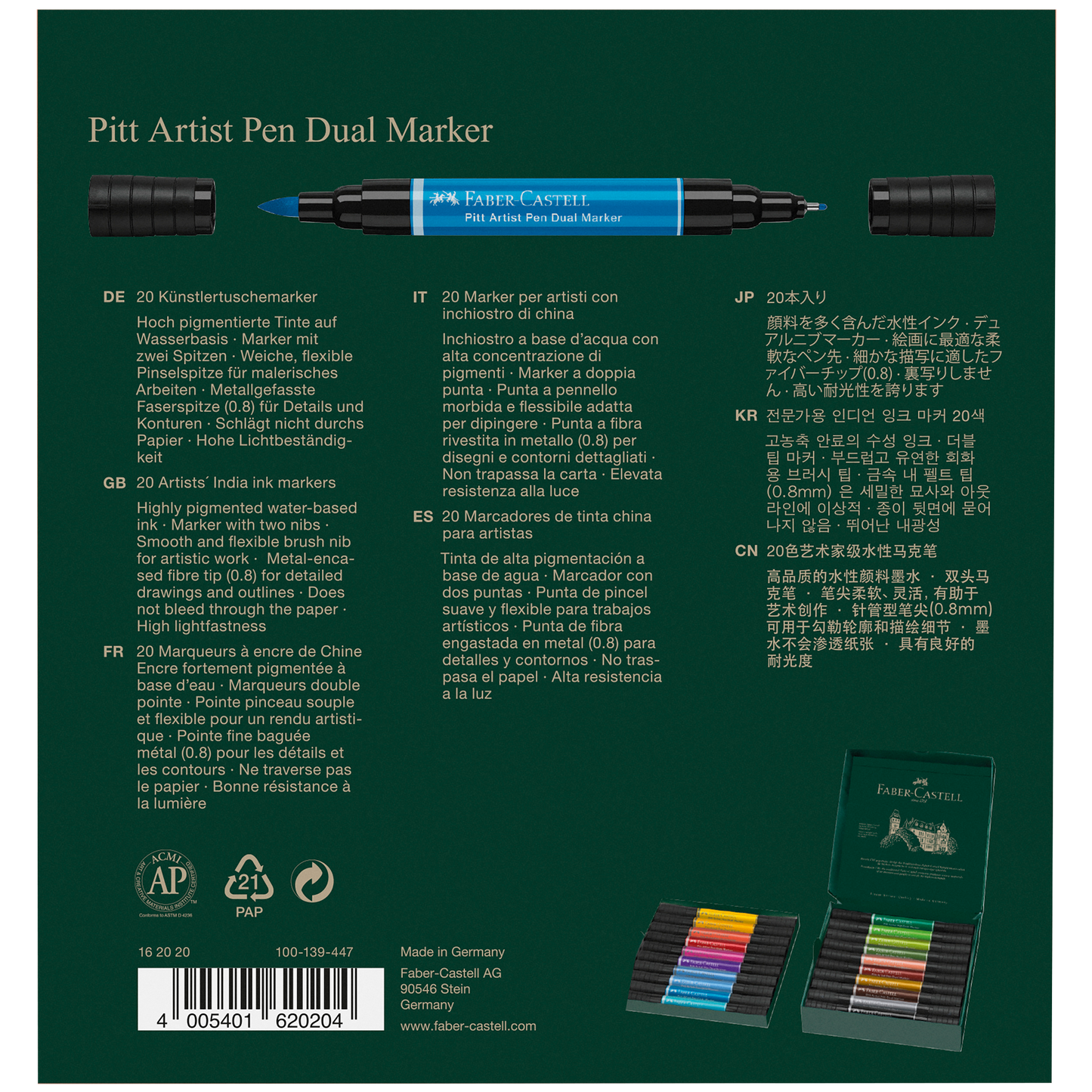 Faber-Castell Pitt Artist Pen Dual Markers – Set of 20 – FC162020