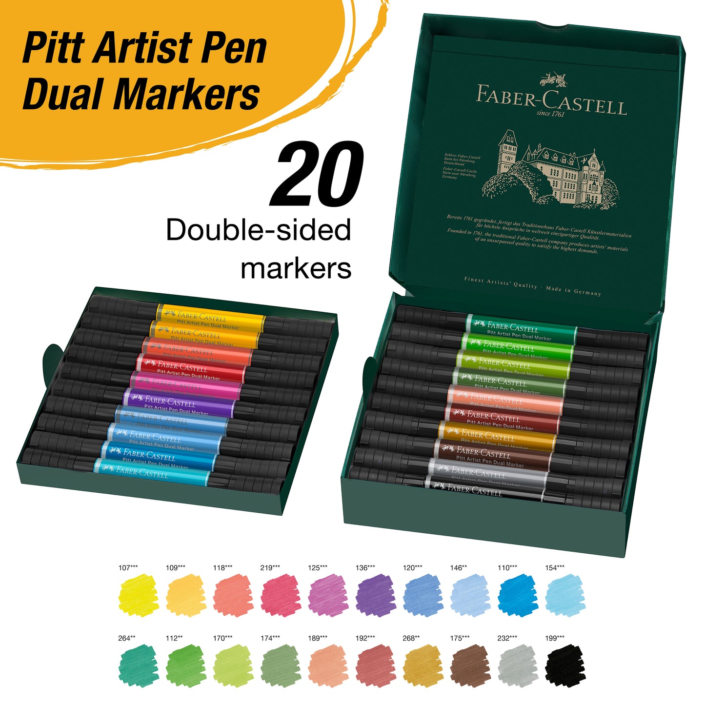Faber-Castell Pitt Artist Pen Dual Markers – Set of 20 – FC162020