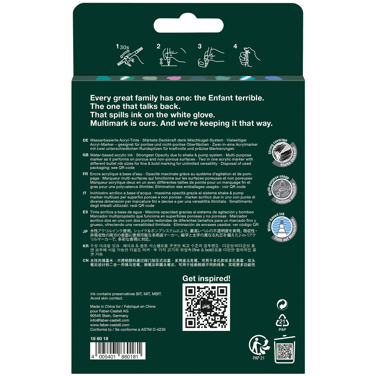 Faber-Castell Multimark Acrylic Paint Markers – Frost Set 6+2 – FC186018