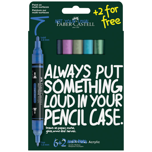 Faber-Castell Multimark Acrylic Paint Markers – Frost Set 6+2 – FC186018