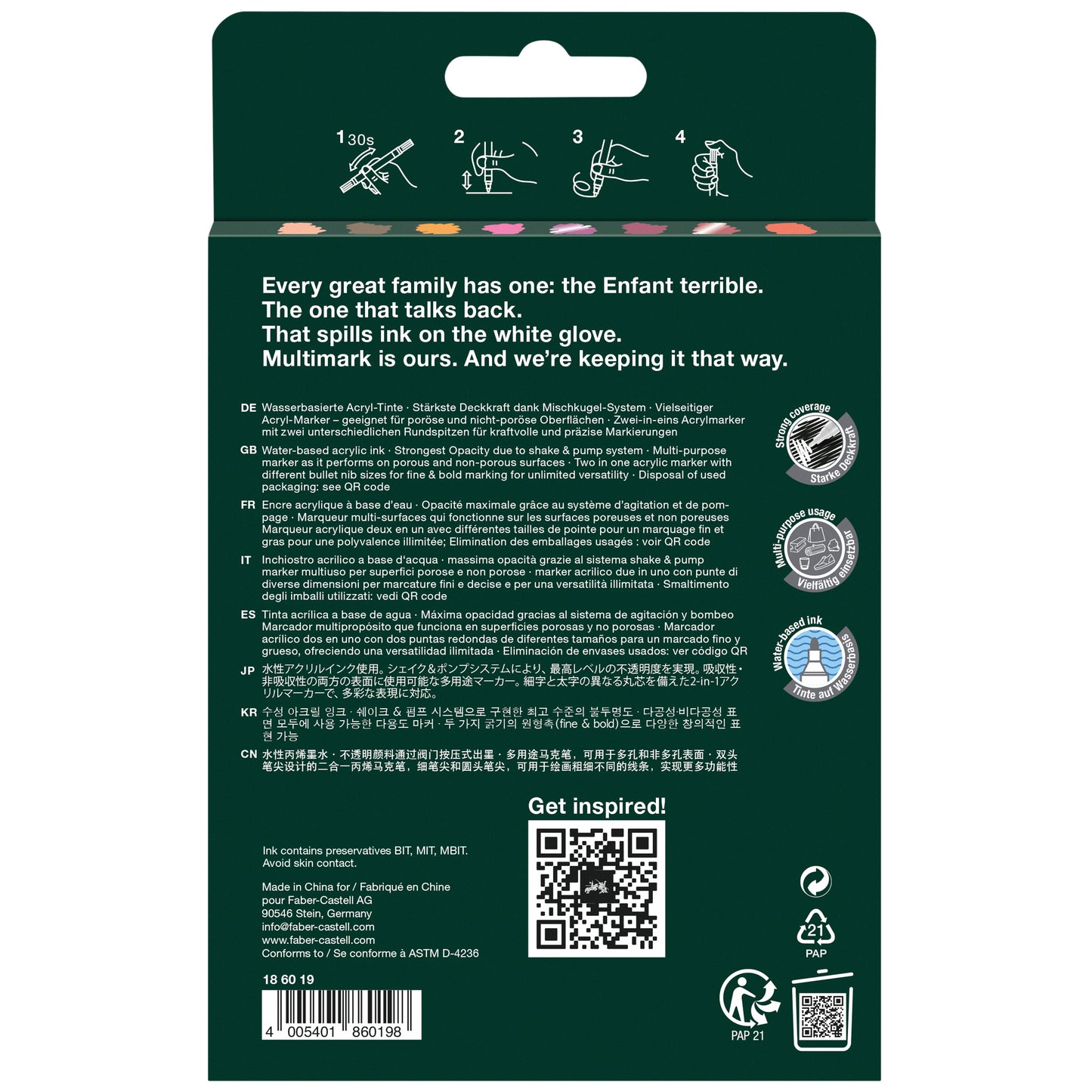 Faber-Castell Multimark Acrylic Paint Markers – Flame Set 6+2 – FC186019