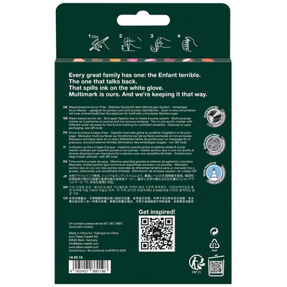 Faber-Castell Multimark Acrylic Paint Markers – Flame Set 6+2 – FC186019