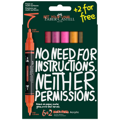 Faber-Castell Multimark Acrylic Paint Markers – Flame Set 6+2 – FC186019