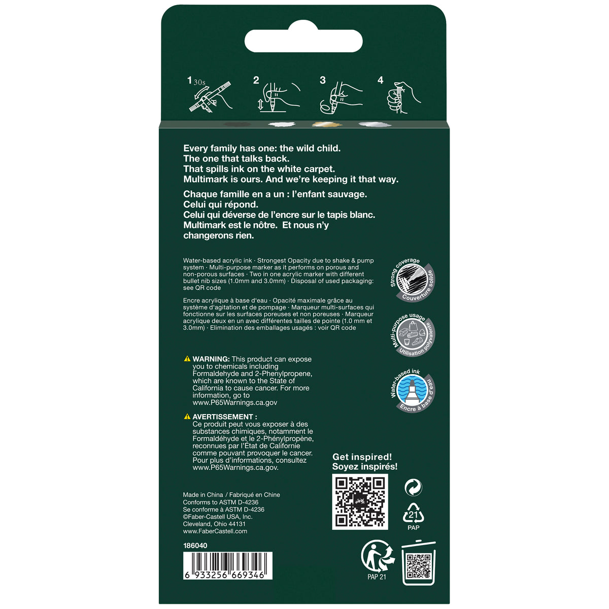 Faber-Castell Multimark Acrylic Paint Markers – 4 Ct Classic Colors