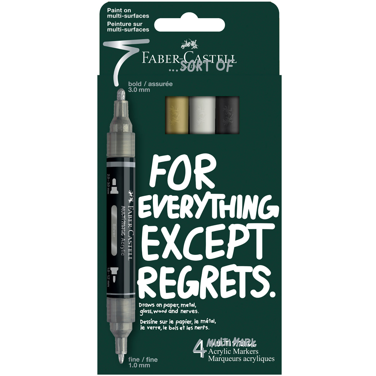 Faber-Castell Multimark Acrylic Paint Markers – 4 Ct Classic Colors