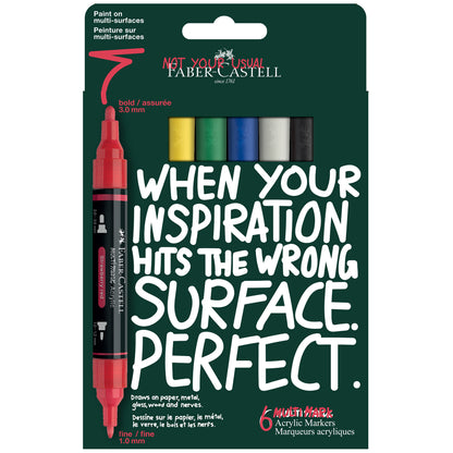 Faber-Castell Multimark Acrylic Paint Markers – Classic Set of 6 – FC186043