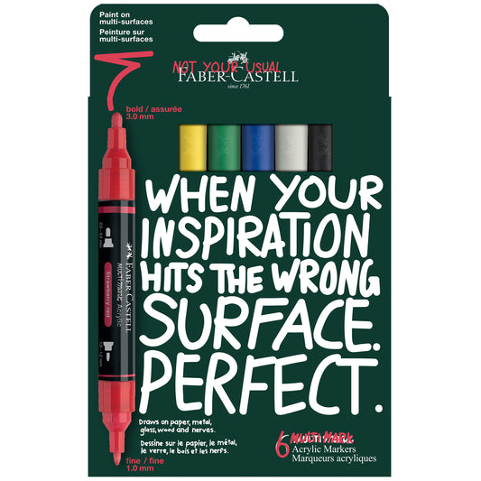 Faber-Castell Multimark Acrylic Paint Markers – Classic Set of 6 – FC186043