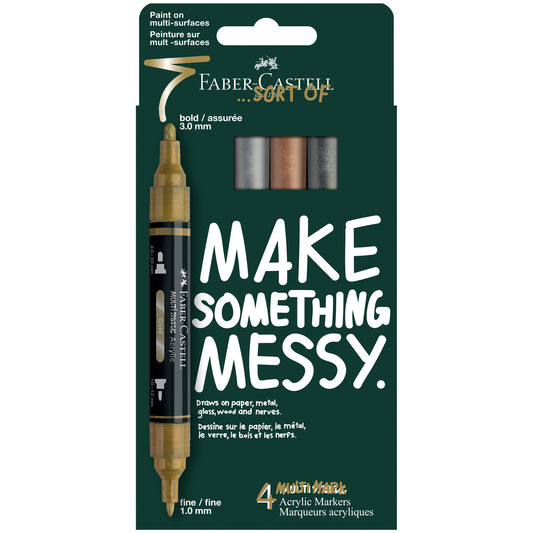 Faber-Castell Multimark Acrylic Paint Markers – Metallic Set of 4