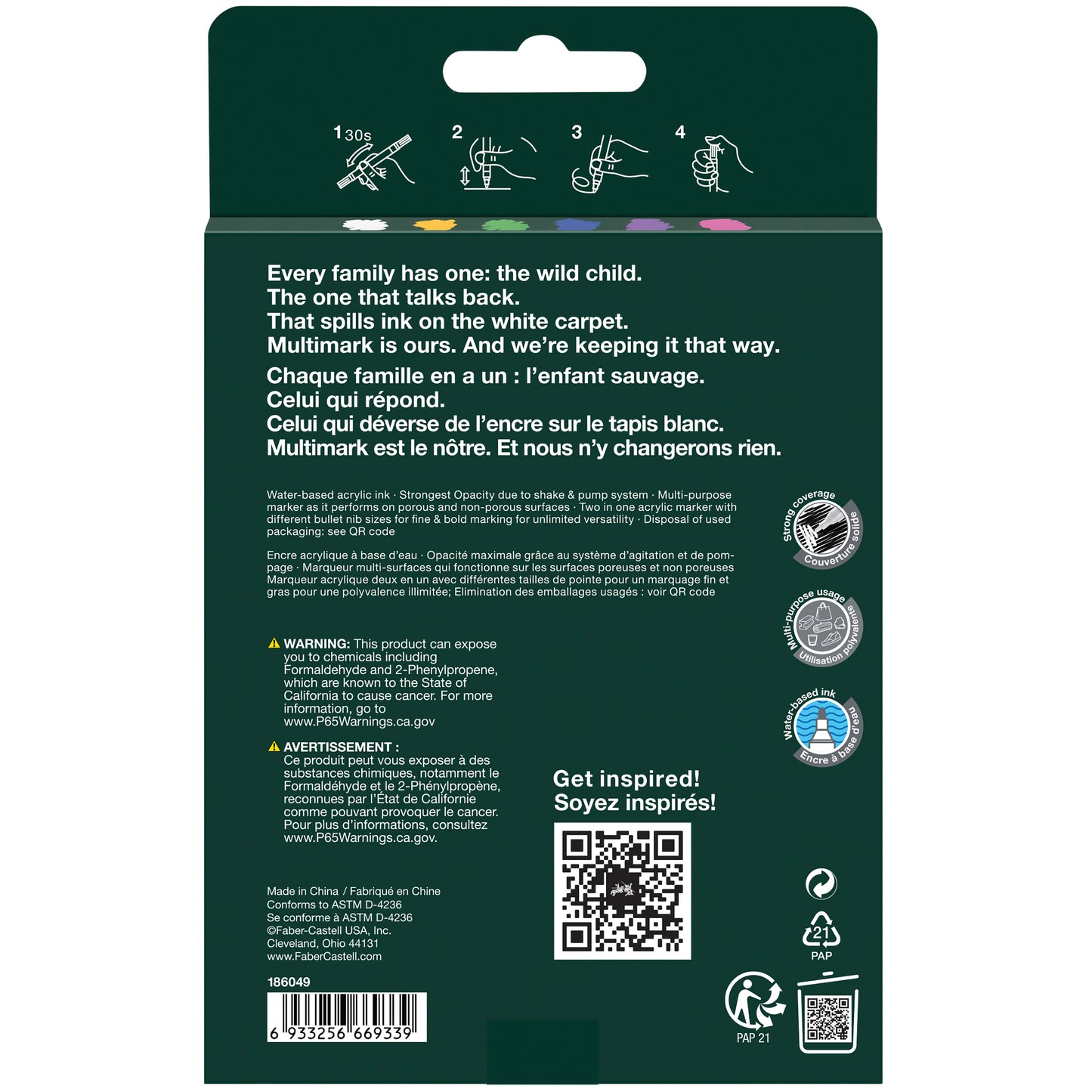 Faber-Castell Multimark Acrylic Paint Markers – Brights Set of 6 – FC186049