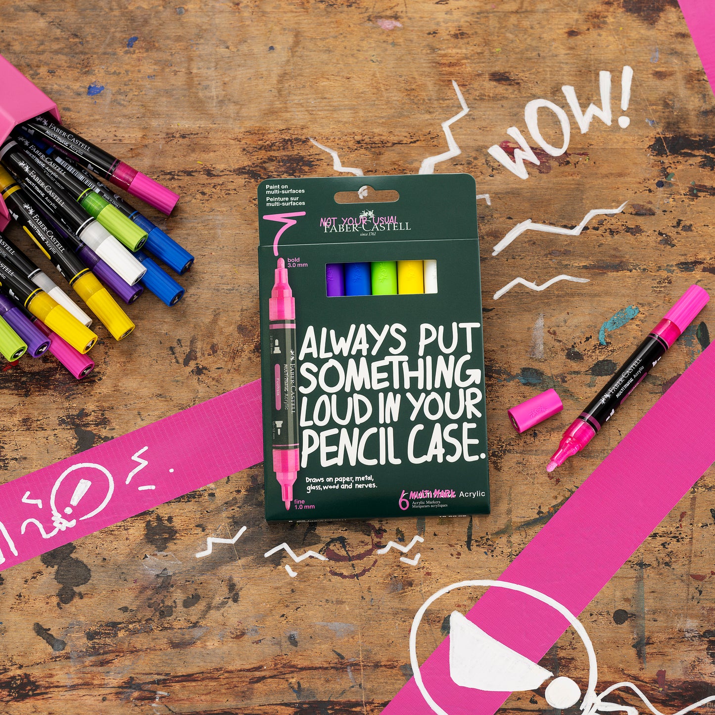 Faber-Castell Multimark Acrylic Paint Markers – Brights Set of 6 – FC186049