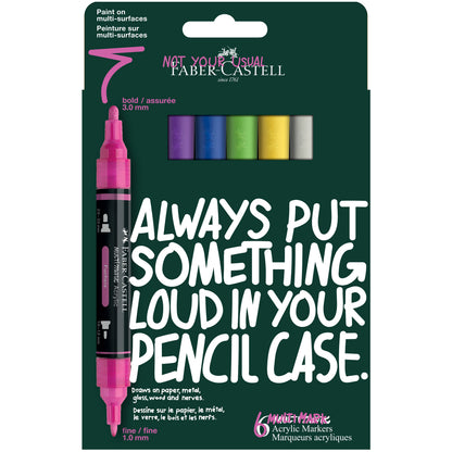 Faber-Castell Multimark Acrylic Paint Markers – Brights Set of 6 – FC186049