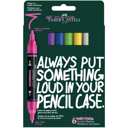 Faber-Castell Multimark Acrylic Paint Markers – Brights Set of 6 – FC186049