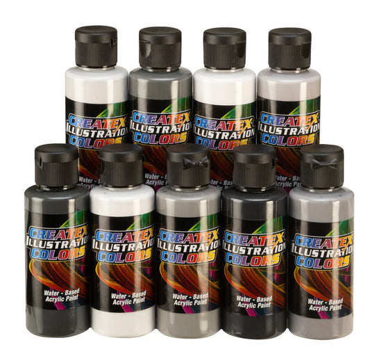 Createx Illustration Neutral Grey Set -1 oz (9 Colors)