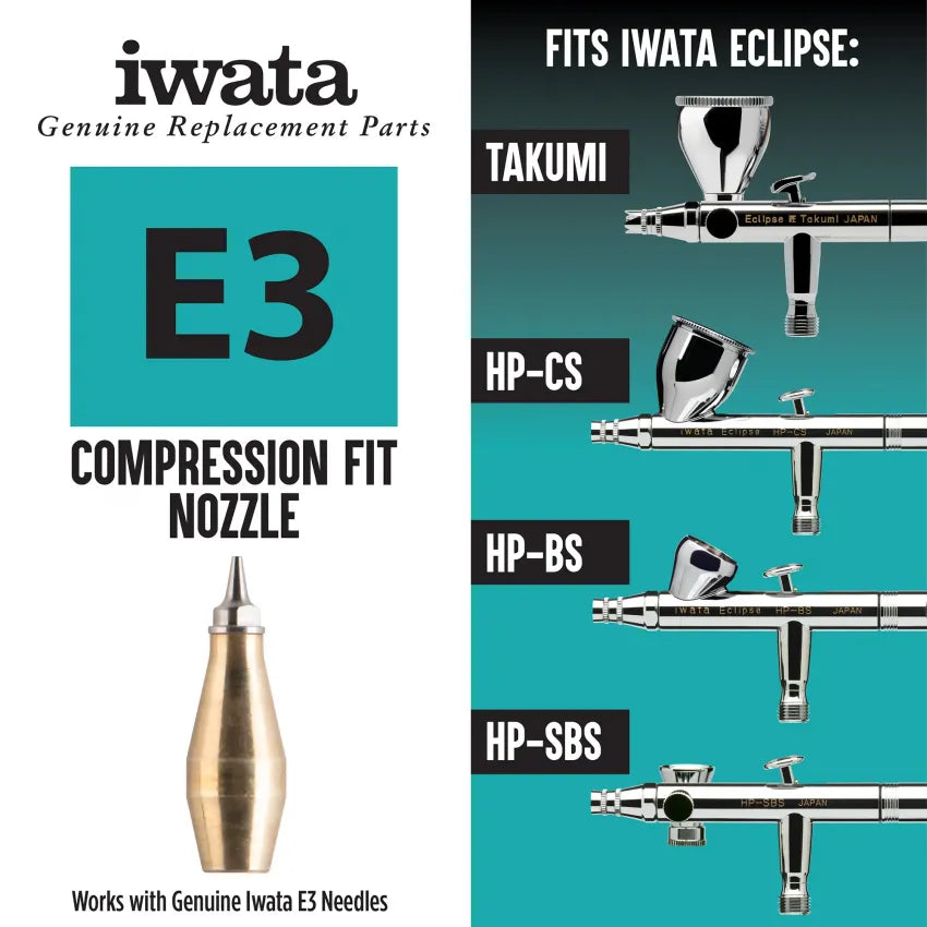 Genuine Iwata E3 0.35mm Nozzle – HP-BS, HP-CS, HP-SBS & Eclipse Takumi (I6042)
