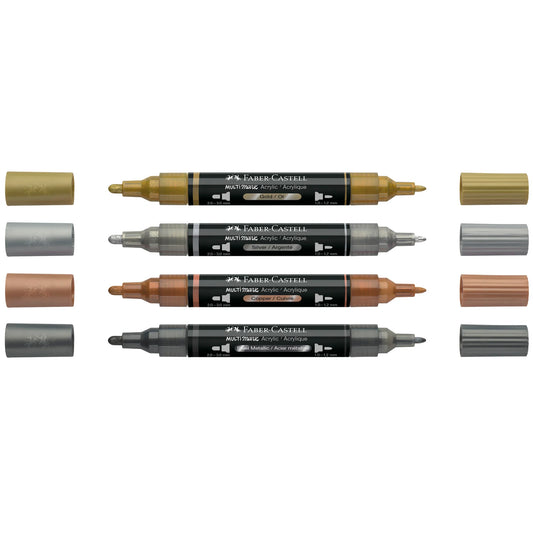 Faber-Castell Multimark Acrylic Paint Markers – Metallic Set of 4