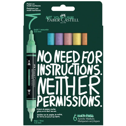 Faber-Castell Multimark Acrylic Paint Markers – Pastel Set of 6 – FC186045