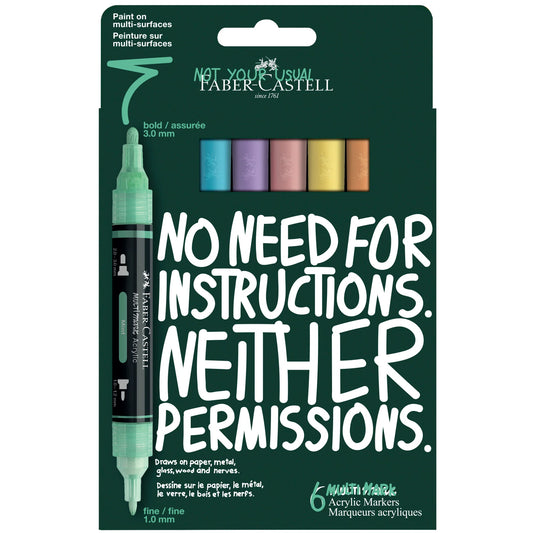 Faber-Castell Multimark Acrylic Paint Markers – Pastel Set of 6 – FC186045