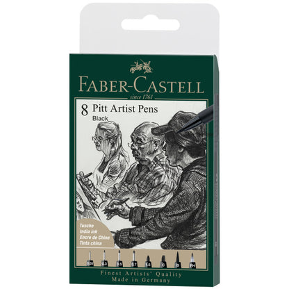 Faber-Castell Pitt Artist Pen #199 Black – Set of 8 – FC167158
