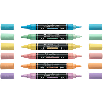 Faber-Castell Multimark Acrylic Paint Markers – Pastel Set of 6 – FC186045