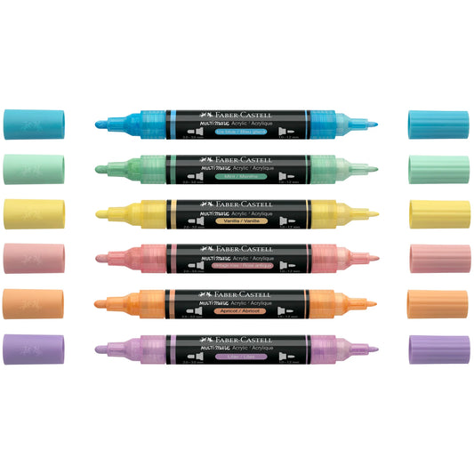 Faber-Castell Multimark Acrylic Paint Markers – Pastel Set of 6 – FC186045