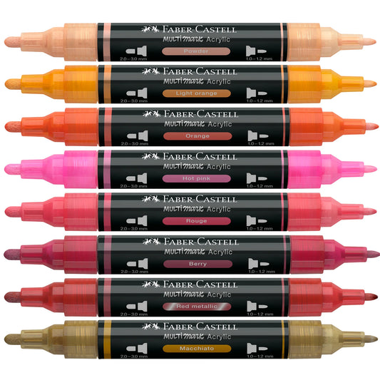 Faber-Castell Multimark Acrylic Paint Markers – Flame Set 6+2 – FC186019